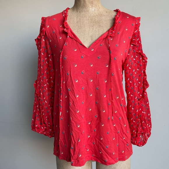 Anthropologie Maeve Ruffle Jacquin Peasant Blouse SMALL NWT! - Picture 3 of 7